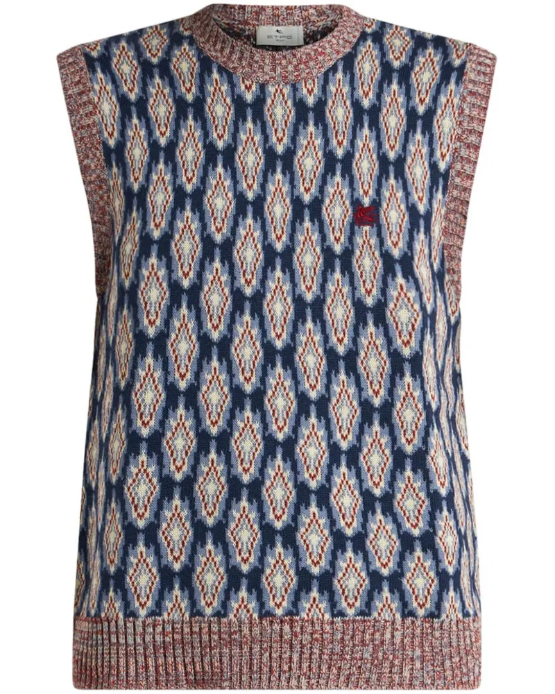 Etro Jacquard-Weste mit Pegaso-Applikation - Blau Blau