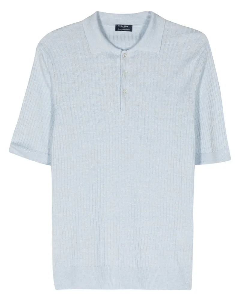 BARBA Geripptes Poloshirt - Blau Blau