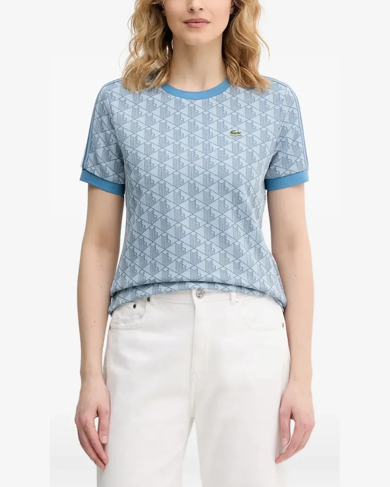 Lacoste T-Shirt mit Monogramm-Print - Blau Blau