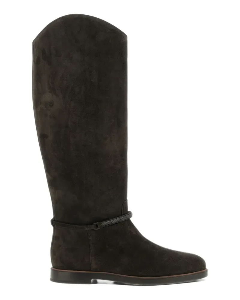 Brunello Cucinelli Overknee-Stiefel aus Wildleder - Braun Braun
