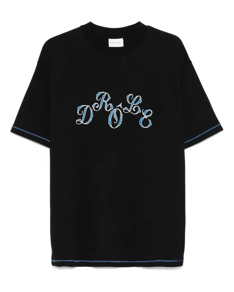 Drôle de Monsieur T-Shirt mit Logo-Print - Schwarz Schwarz