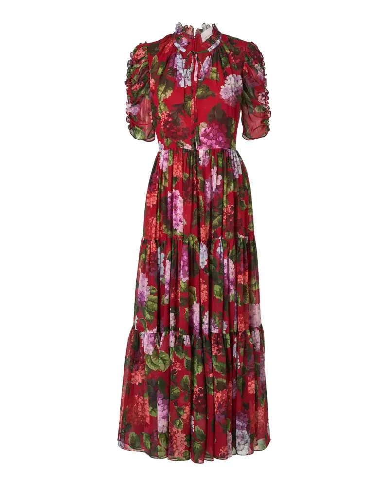 Carolina Herrera New York hydrangea-print tiered dress - Rot Rot