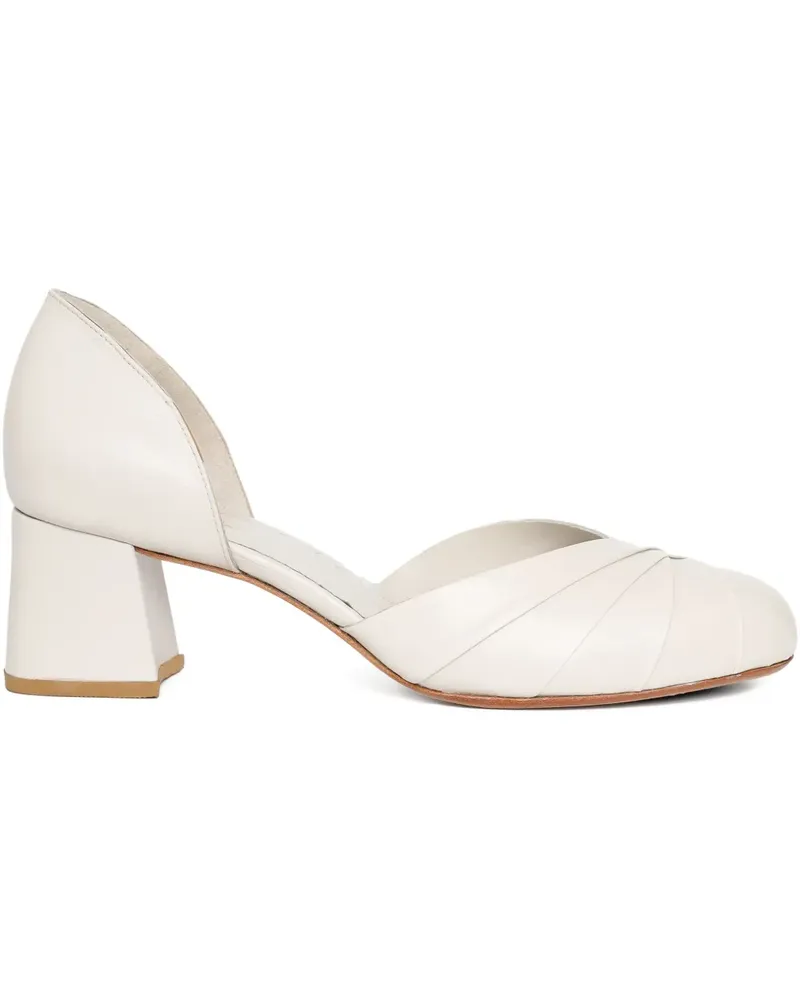 Sarah Chofakian Vanille Pumps mit verdrehtem Blockabsatz 40mm - Nude Nude