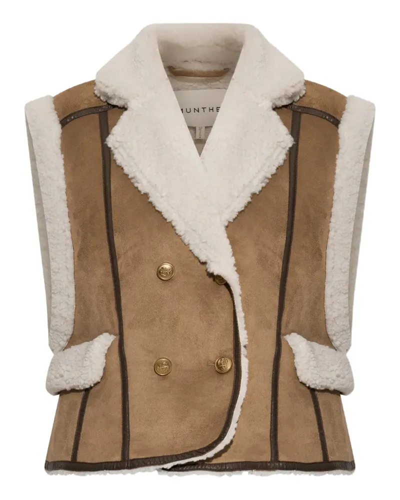 MUNTHE Vigor shearling-trim double-breasted waistcoat - Braun Braun