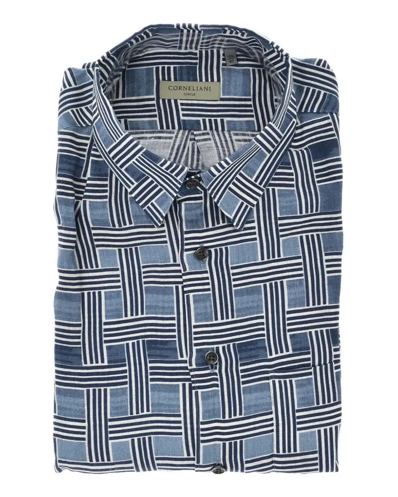 Corneliani Circle basketweave-pattern shirt - Blau Blau