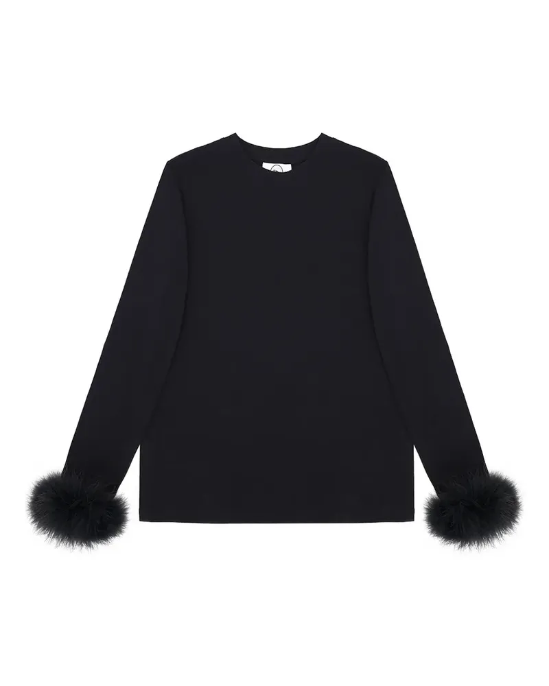 SLEEPER Jersey-T-Shirt mit Federbündchen - Schwarz Schwarz