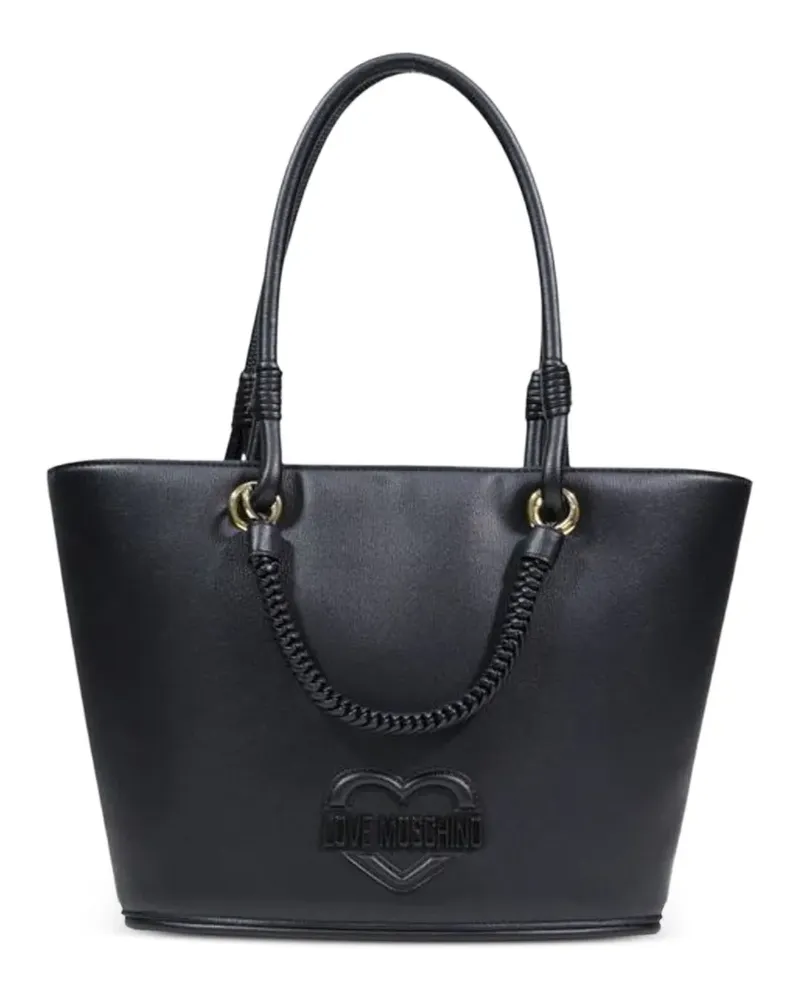 Moschino heart-logo braided-handle tote bag - Schwarz Schwarz