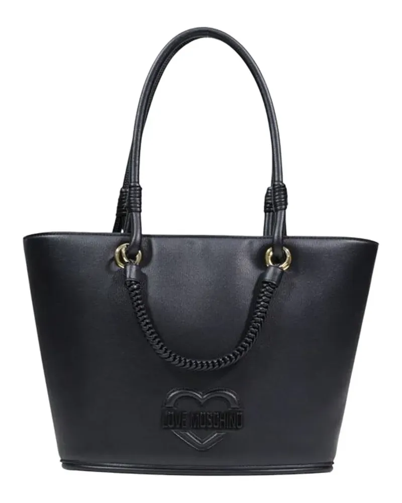 Moschino heart-logo braided-handle tote bag - Schwarz Schwarz