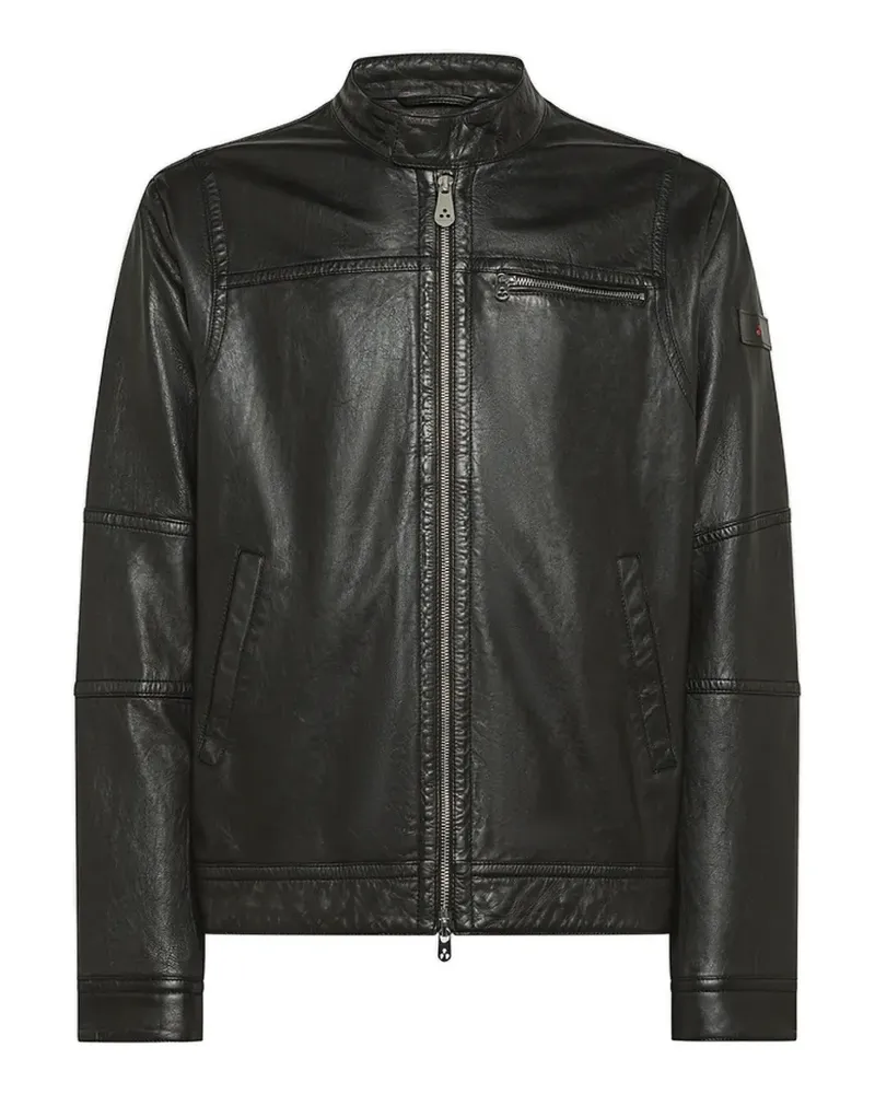 Peuterey Lederjacke mit Reißverschluss - Schwarz Schwarz