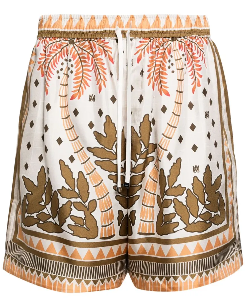 Amiri Palm Tree Shorts aus Seide - Braun Braun