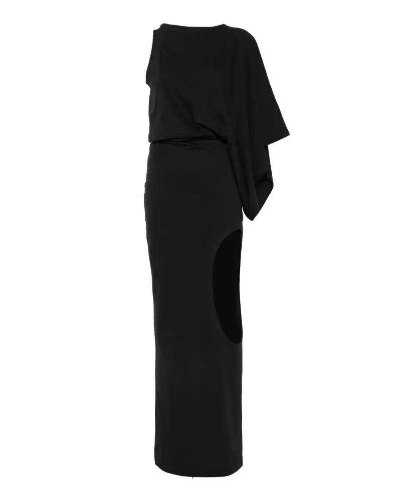 A.W.A.K.E. asymmetric cut-out maxi dress - Schwarz Schwarz