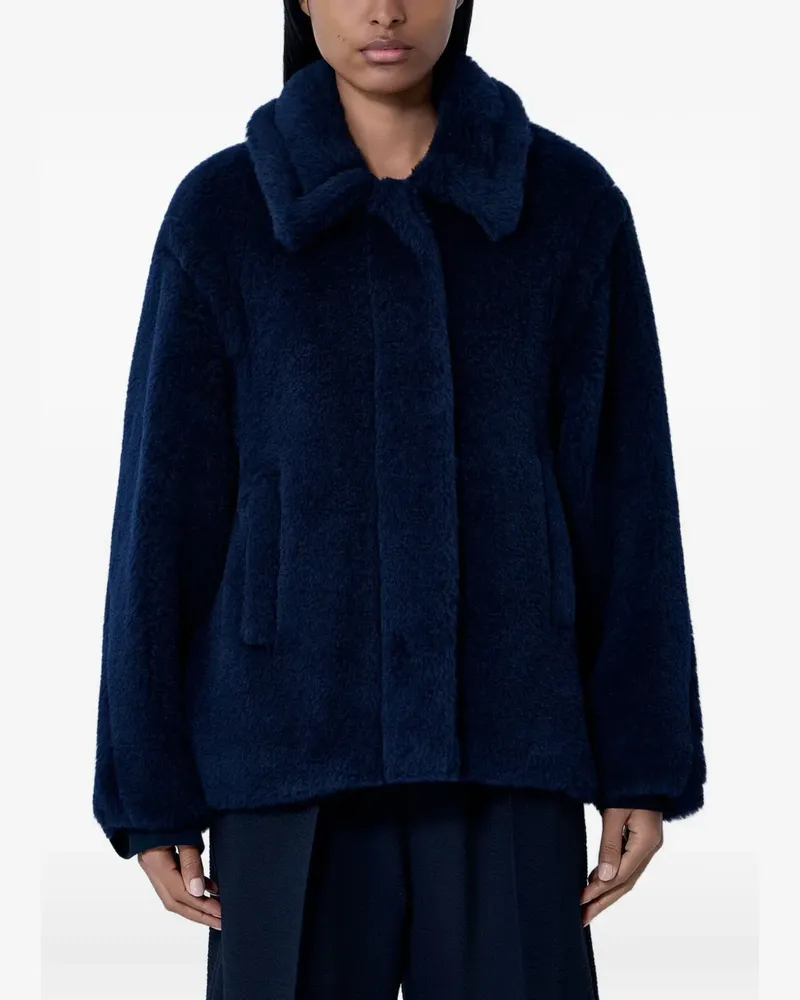 Max Mara single-breasted faux-fur coat - Blau Blau