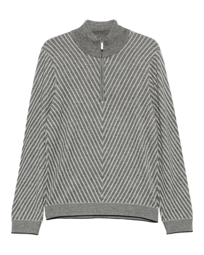 Emporio Armani chevron-knit half-zip pullover - Grau Grau