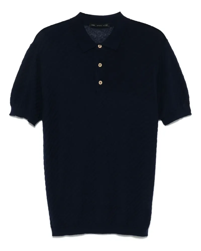 Low Brand Poloshirt mit Webmuster - Blau Blau