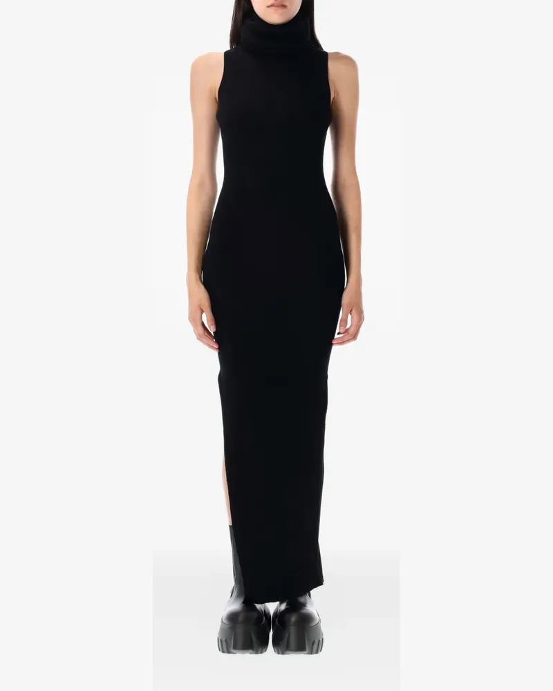 Rick Owens Geripptes Rollkragenminikleid - Schwarz Schwarz