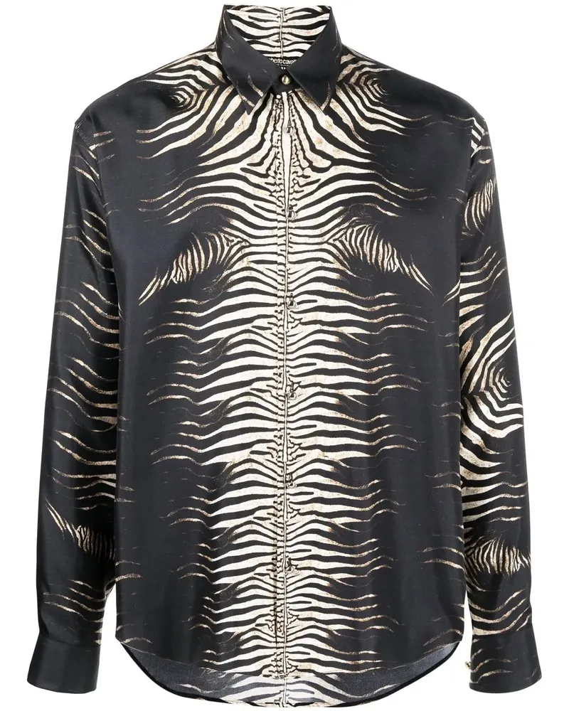 Roberto Cavalli Hemd mit Zebra-Print - Schwarz Schwarz