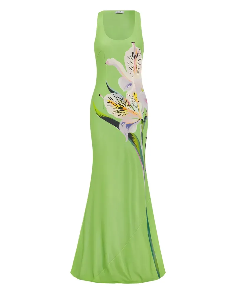 LEO LIN Maxikleid mit Lilien-Print - Grün Grün