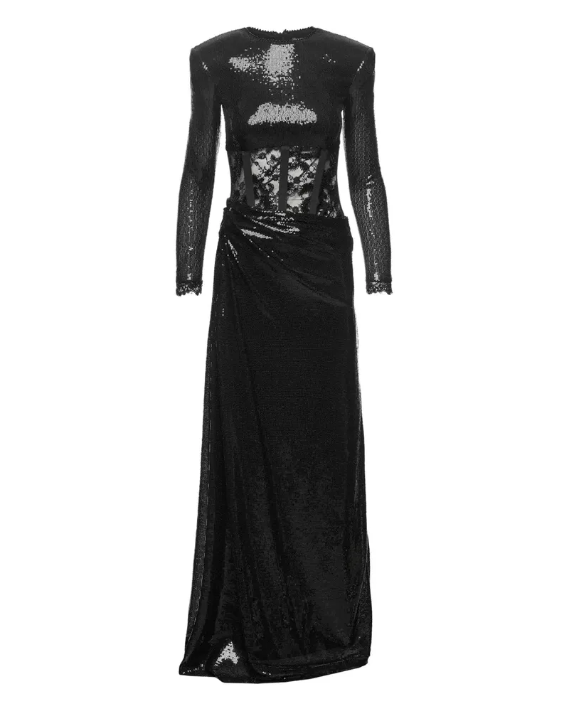 NISSA sequin lace maxi dress - Schwarz Schwarz