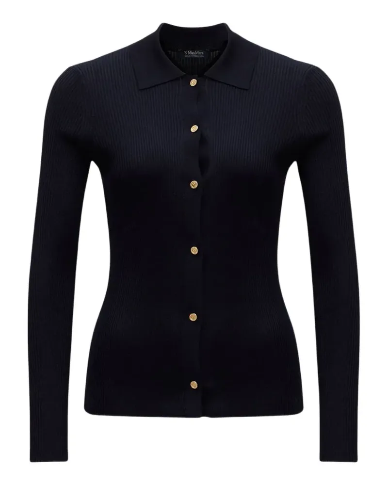 Max Mara Max Mara Gerippter Cardigan mit Knopfleiste - Blau Blau