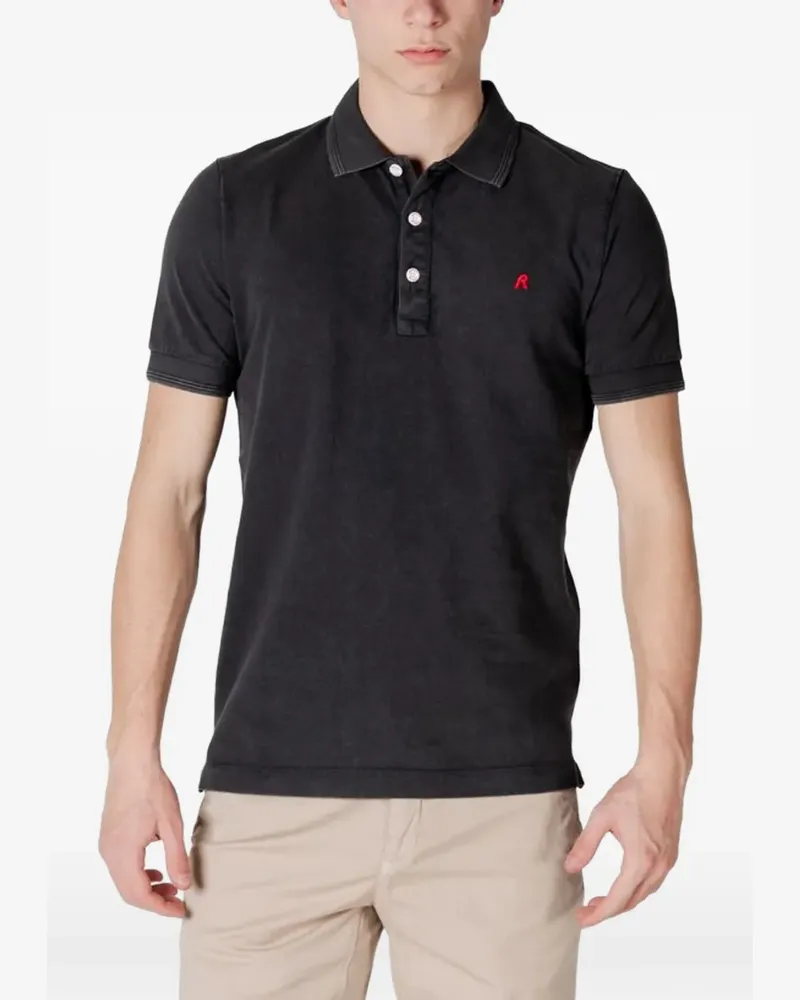 Replay logo-embroidered polo shirt - Schwarz Schwarz