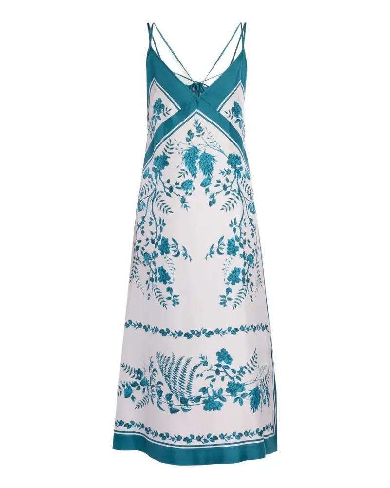 Erdem floral-print silk-twill dress - Weiß Weiß