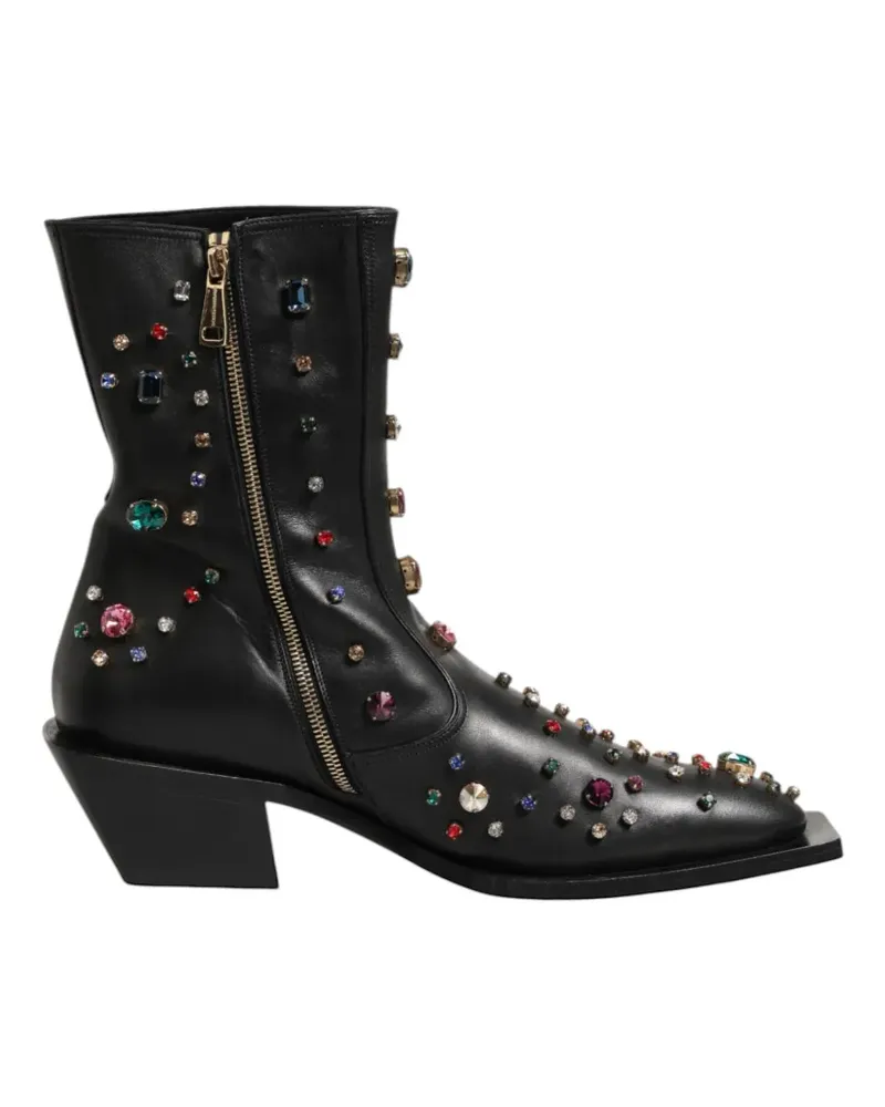 Dolce & Gabbana Stiefel mit Kristallen - Schwarz Schwarz