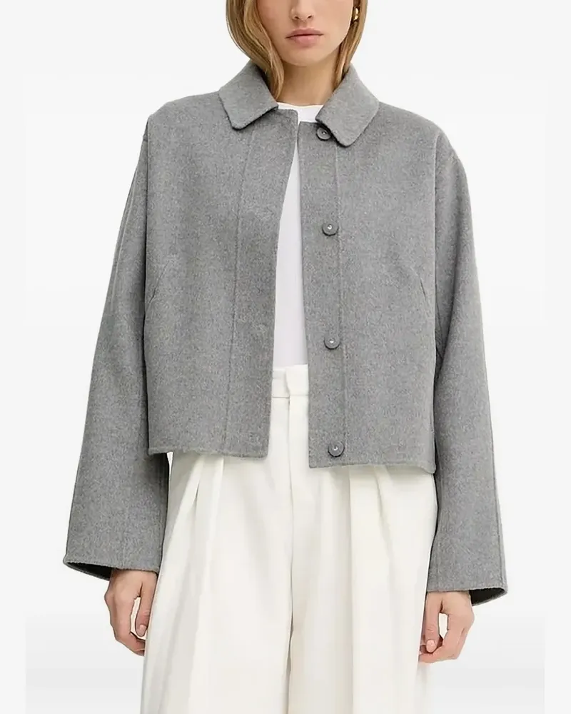 HUGO BOSS Geknöpfte Cropped-Jacke - Grau Grau