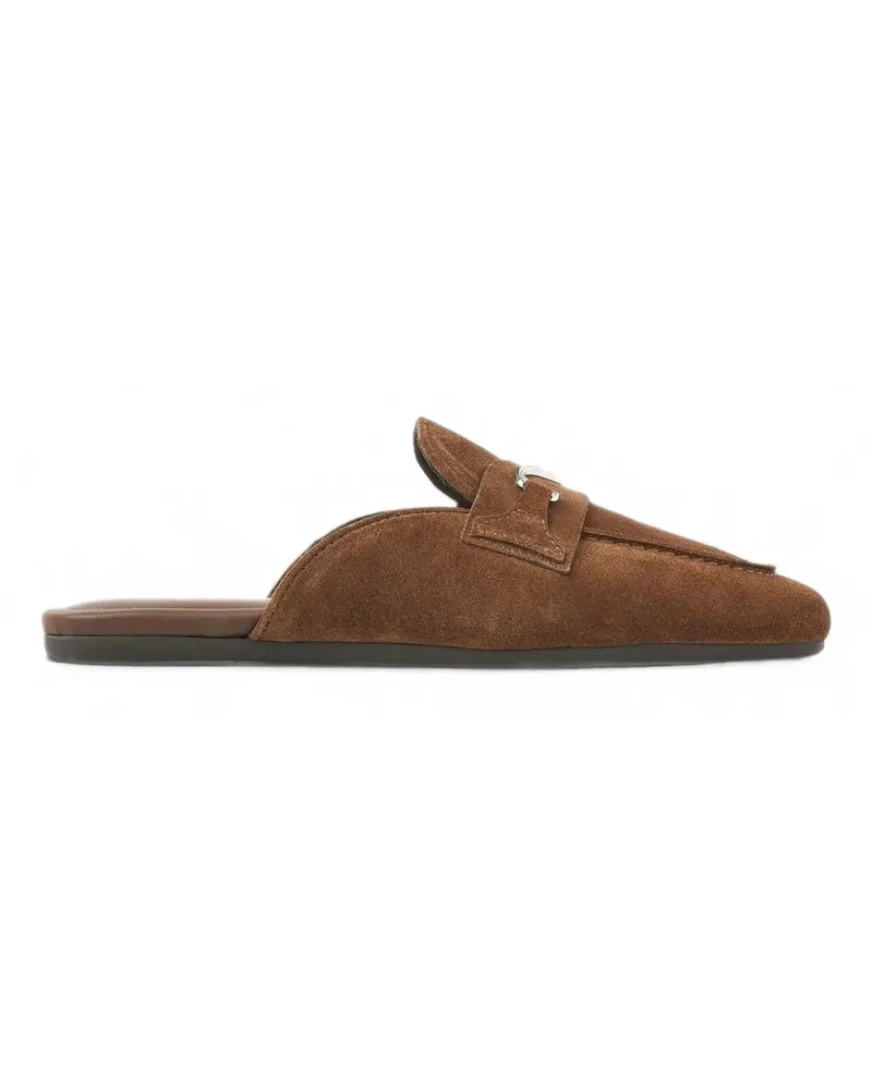Nubikk Joan logo-plaque suede slippers - Braun Braun