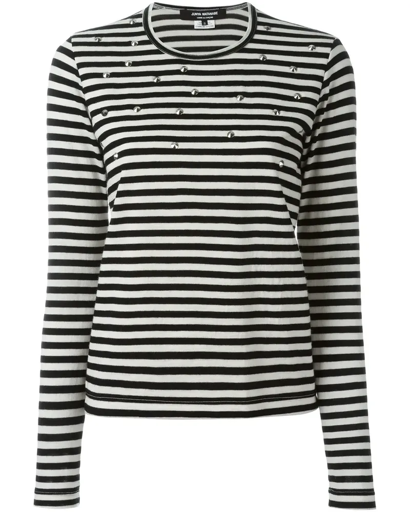 Junya Watanabe Gestreiftes Langarmshirt mit Nieten - Schwarz Schwarz