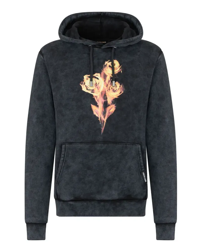 Roberto Cavalli rose-print cotton hoodie - Schwarz Schwarz