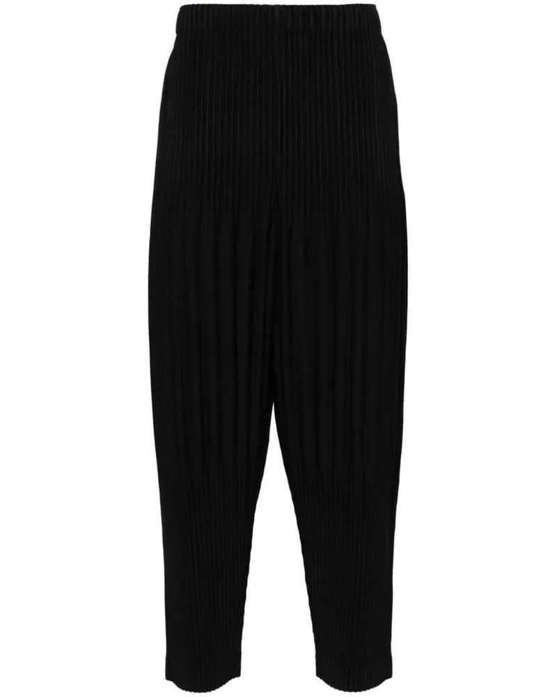 Issey Miyake Plissierte Basics Tapered-Hose Schwarz