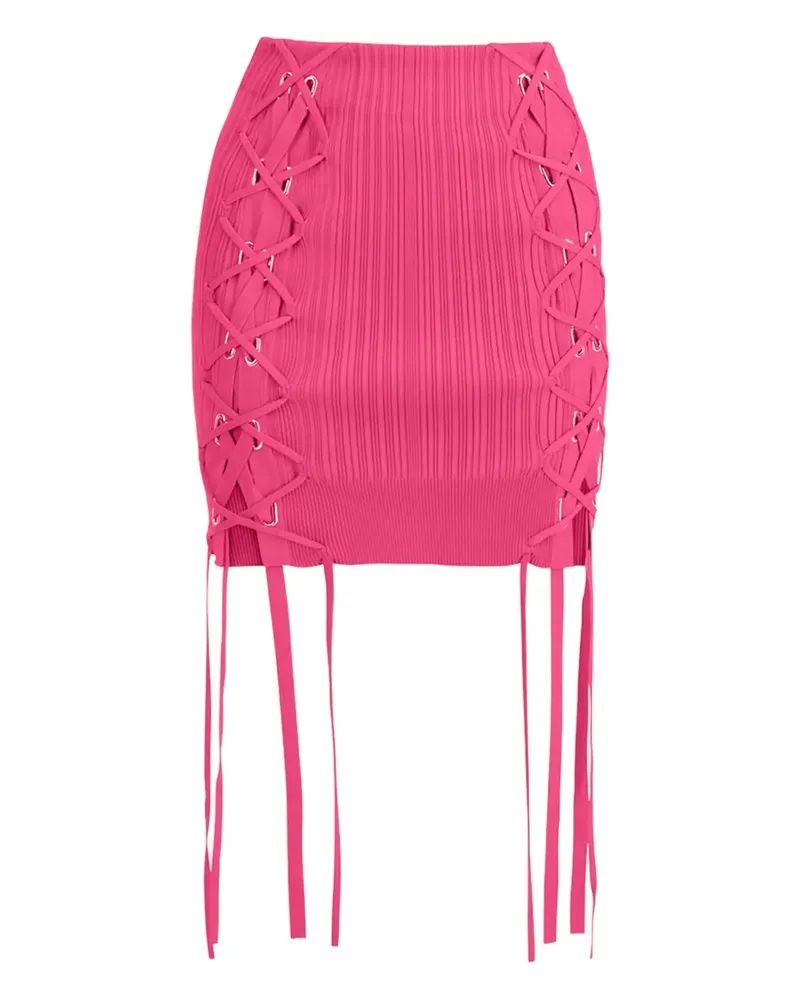 Hervé Léger rbbed tie mini skirt - Rosa Rosa