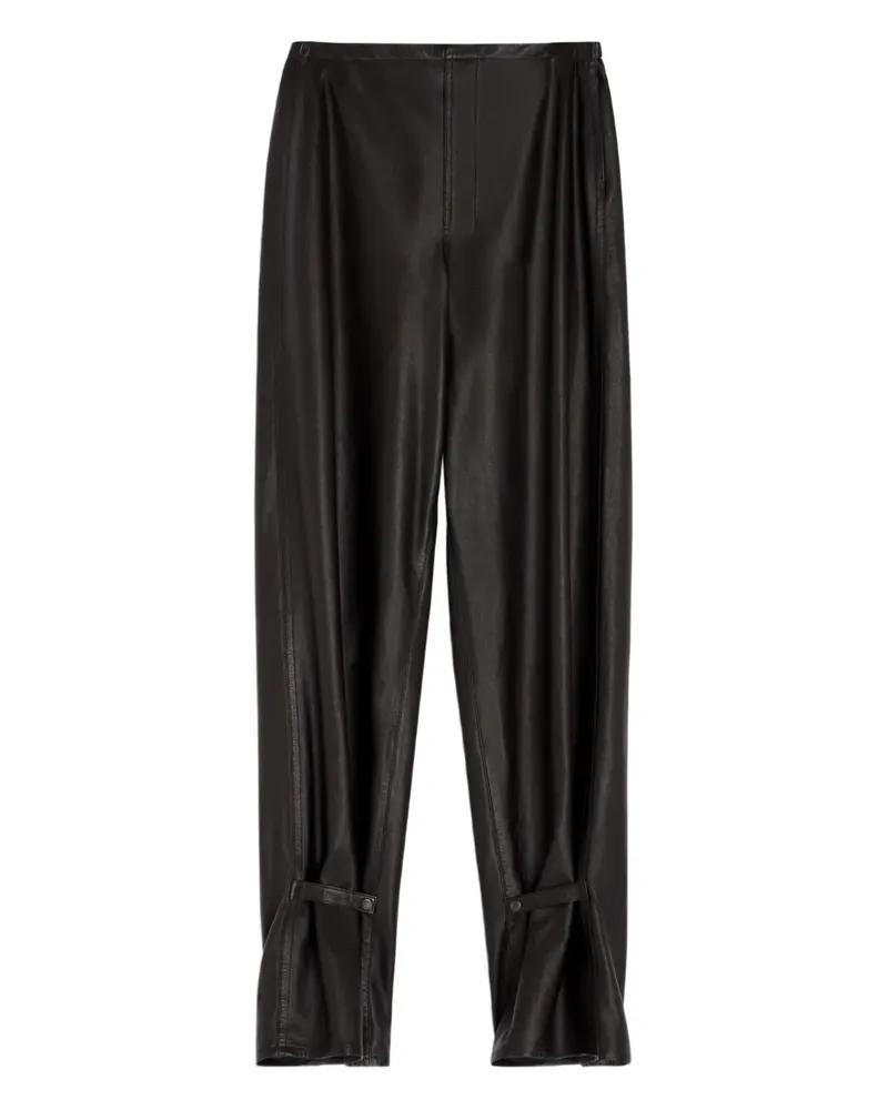 Christophe Lemaire Lederhose mit verstellbarem Bein - Schwarz Schwarz