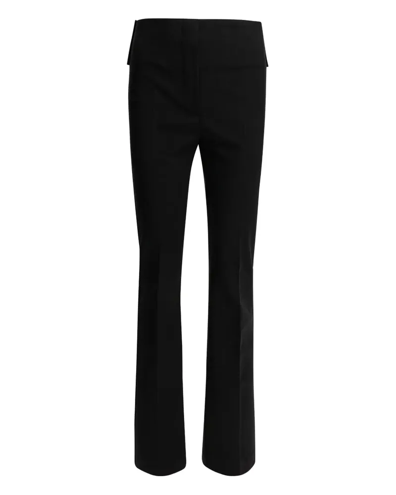 Max Mara Schlaghose mit Lederbesatz - Schwarz Schwarz