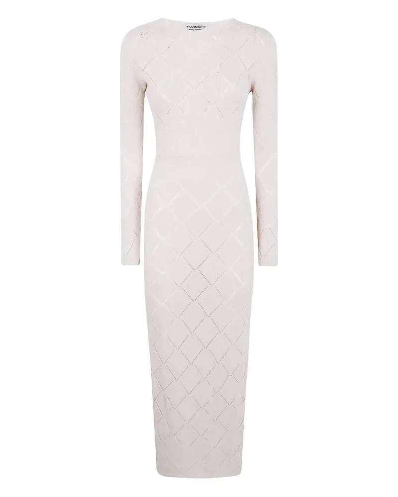 Twin-Set diamond-pattern knit dress - Nude Nude