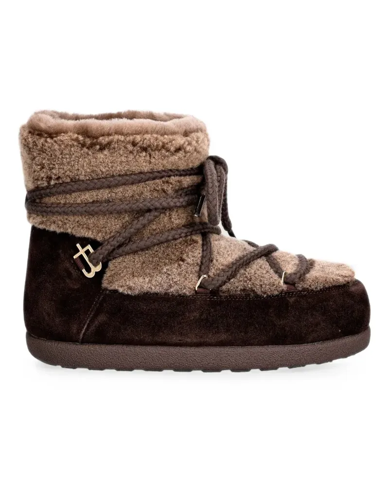 Baldinini shearling-trim lace-up boots - Braun Braun