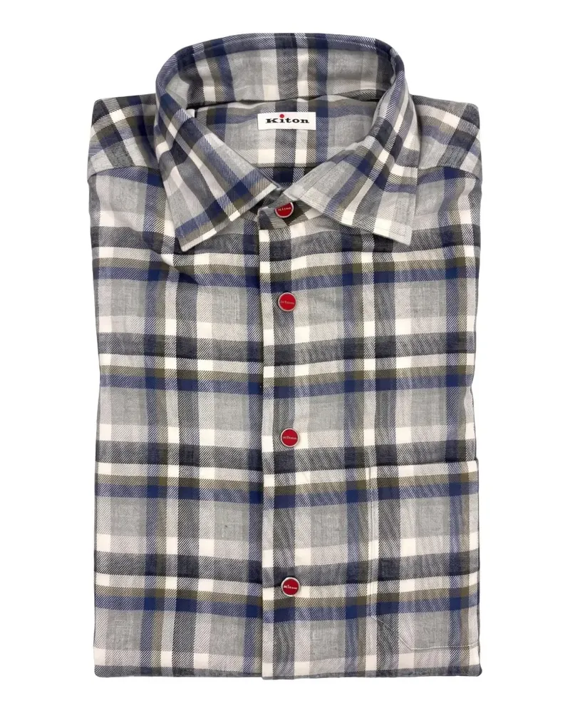 Kiton Kariertes Hemd - Grau Grau