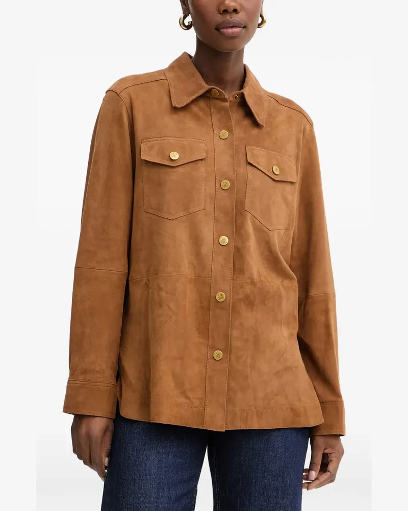Luisa Spagnoli suede button-up shirt - Braun Braun