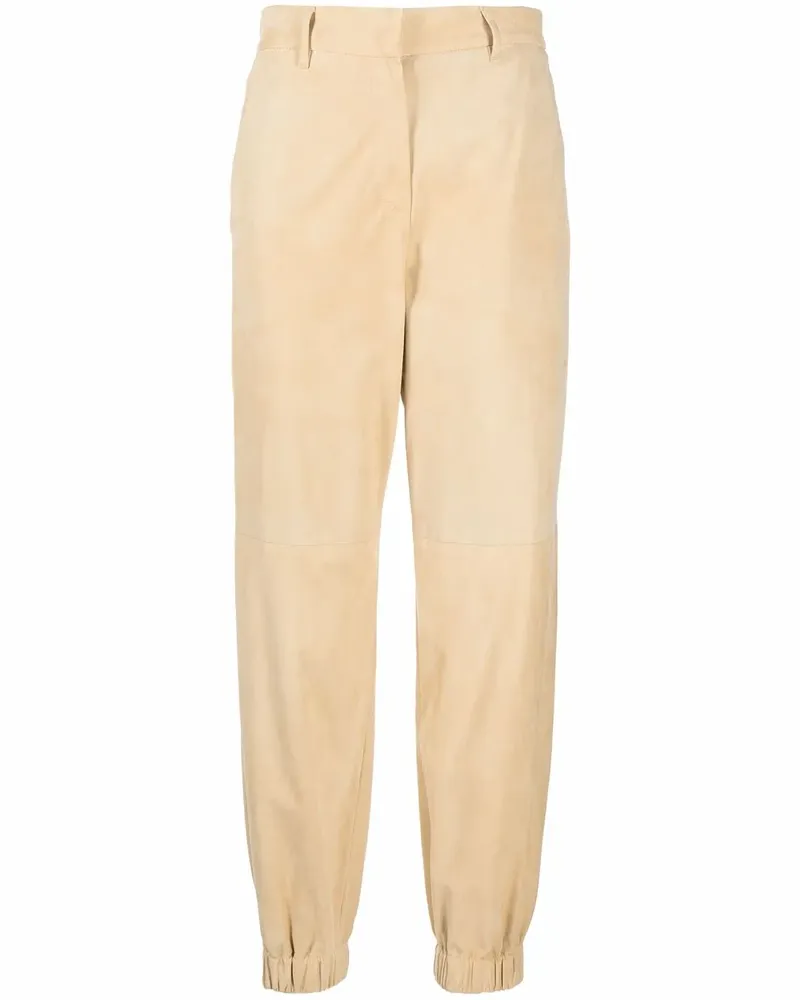 Brunello Cucinelli Lederhose mit Umschlag - Nude Nude