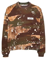 MSGM Sweatshirt mit Farbklecksen Braun