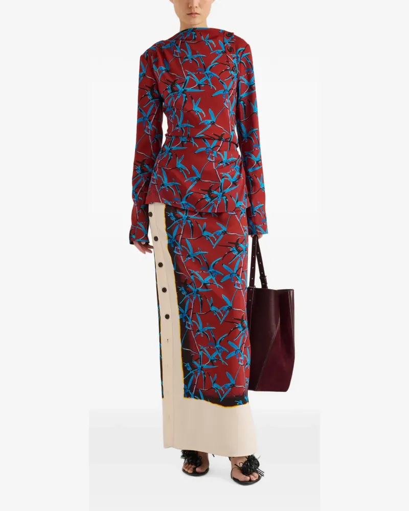 Proenza Schouler Anais Oberteil aus bedrucktem Stretch-Cady - Rot Rot