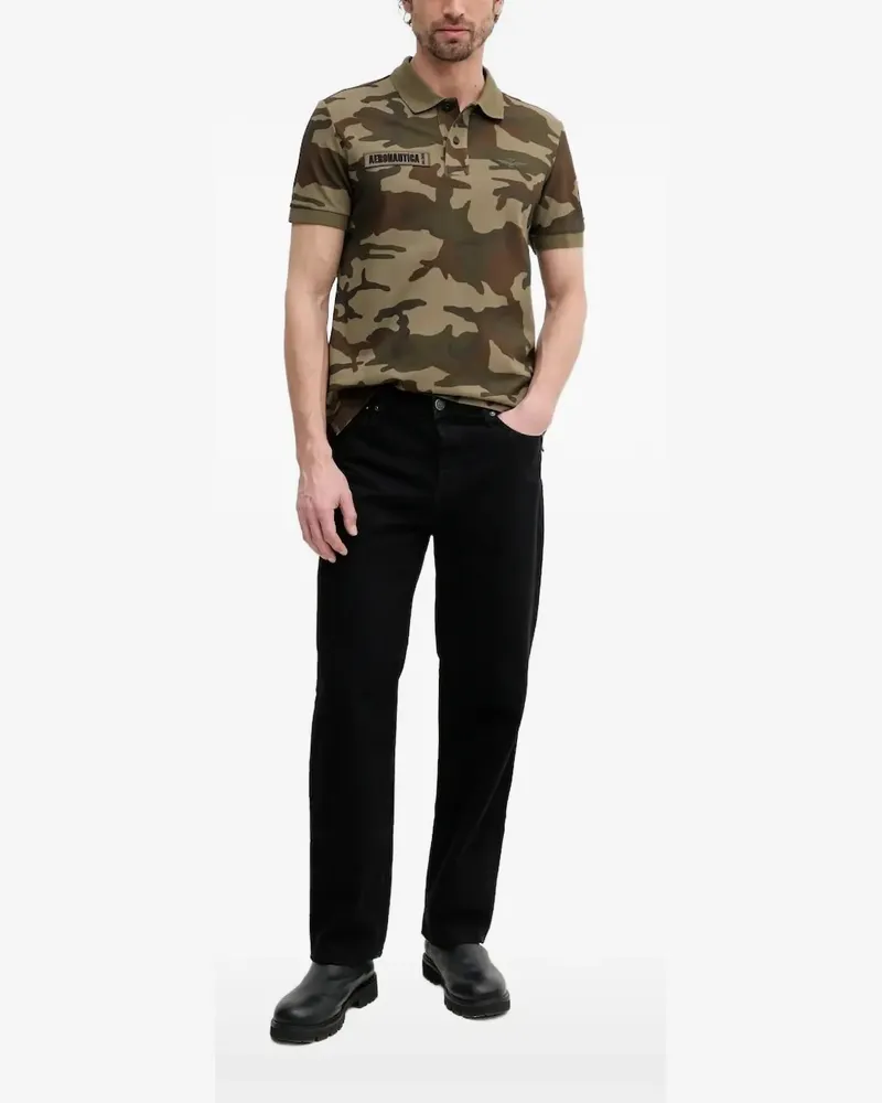 Aeronautica Militare Poloshirt mit Camouflagemuster - Grün Grün
