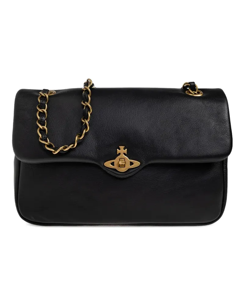Vivienne Westwood Anita Schultertasche mit Kettenlogo - Schwarz Schwarz