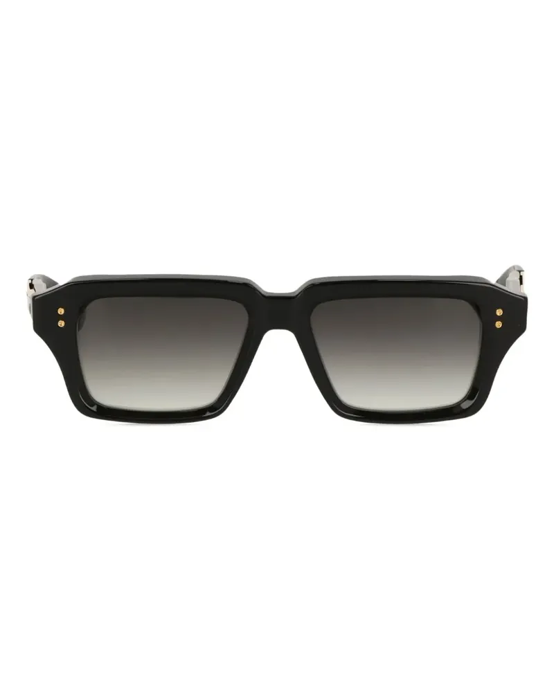 DITA Eckige Sonnenbrille mit goldfarbenem Detail - Schwarz Schwarz