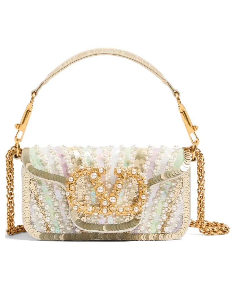 Valentino Garavani Kleine Locò Schultertasche mit Schmuck-Logo - Nude Nude