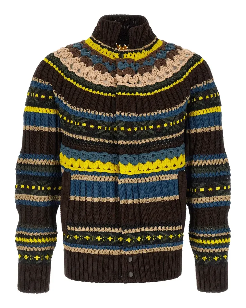 Sacai Cardigan in Lochstrick - Braun Braun