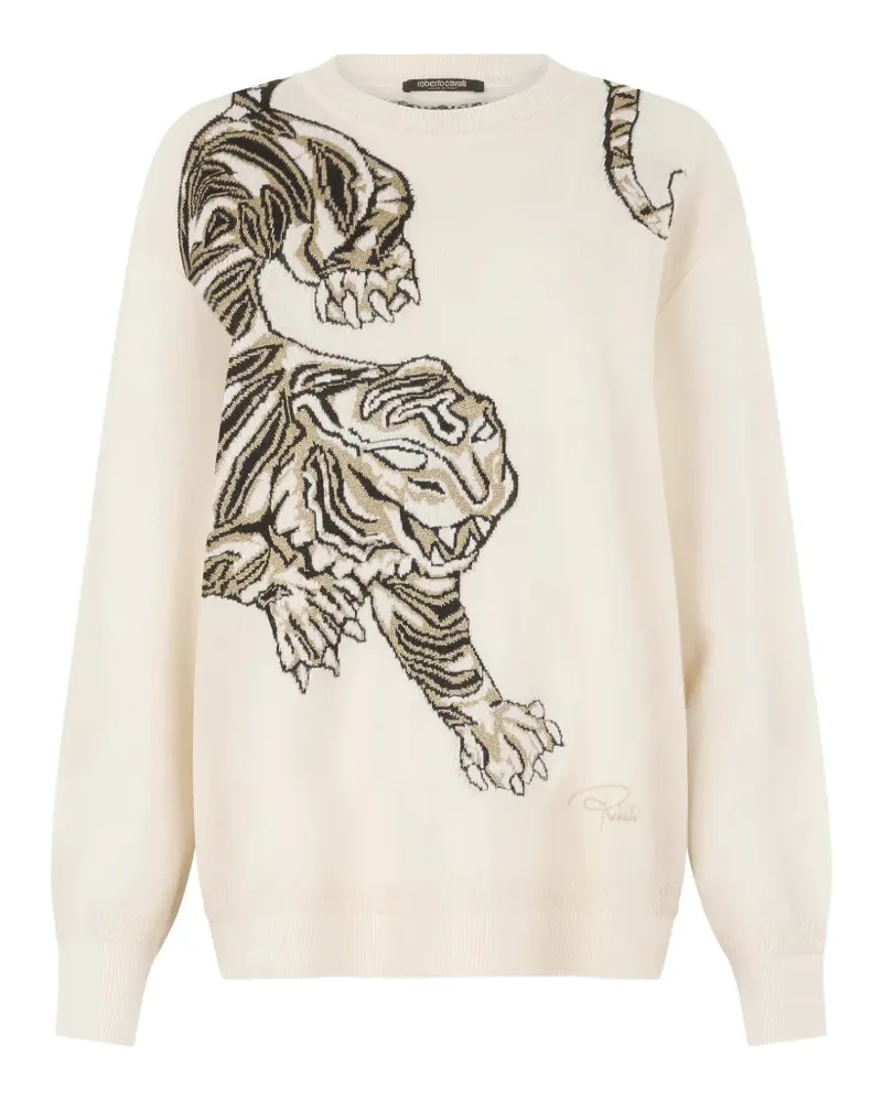 Roberto Cavalli tiger-motif sweater - Nude Nude