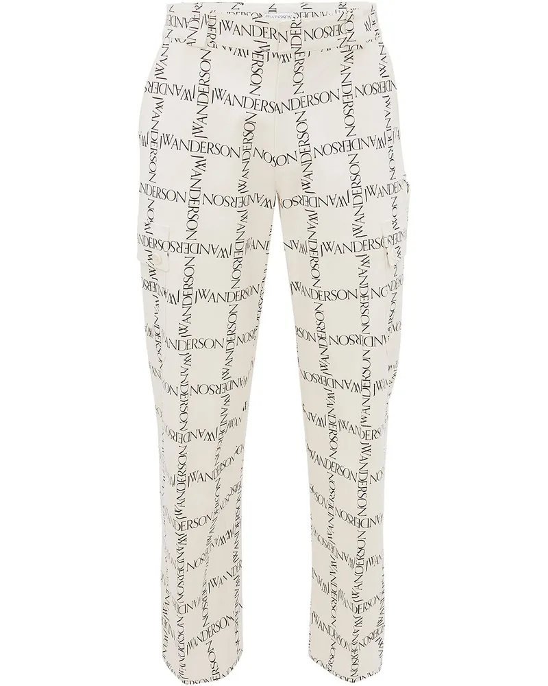 J.W.Anderson Gerade Hose mit Logo-Print - Weiß Weiß