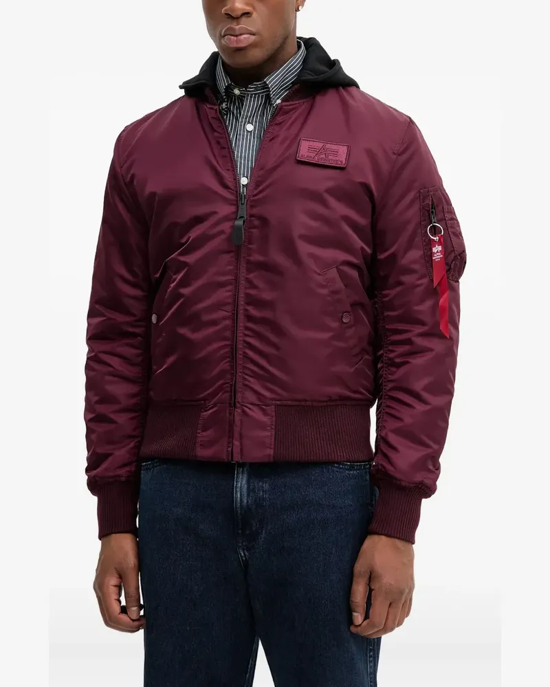Alpha Industries MA-1 Kapuzen-Bomberjacke mit Zip Back-Print - Rot Rot