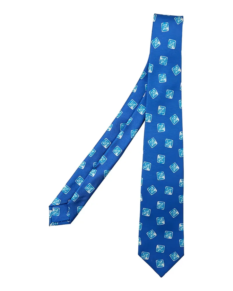 Kiton geometric-print tie - Blau Blau